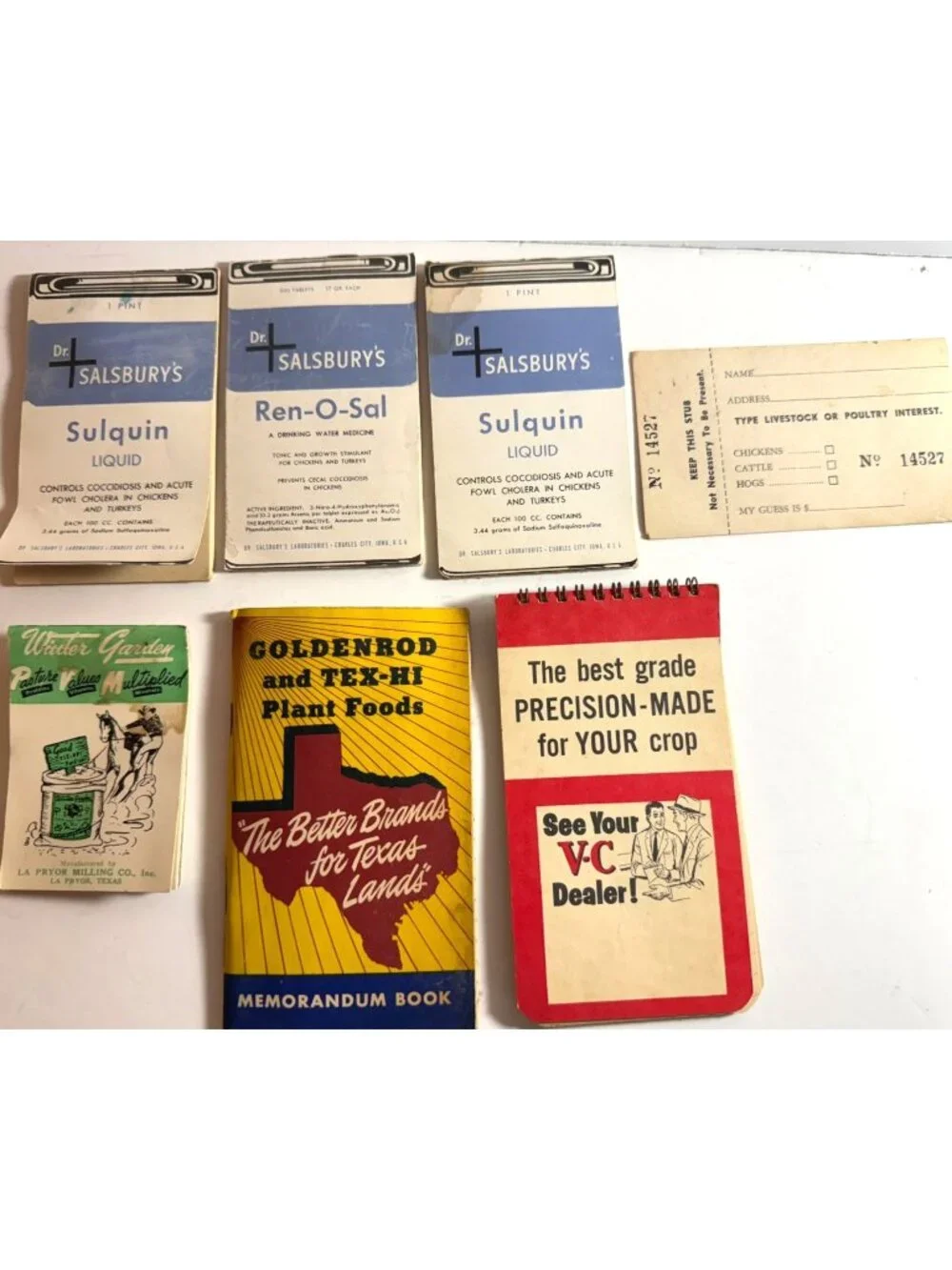 Vintage Advertising Notepads VC Fertilizers Tex Hi Plant Food Farmer Lot READ